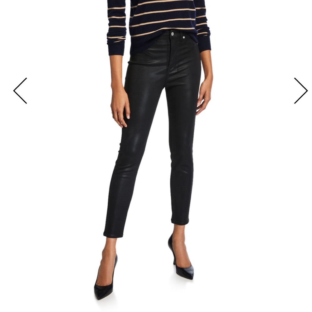 7 for all mankind faux leather high waist ankle pants